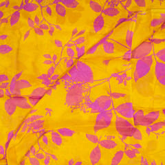 Yellow Color Viscose Organza Digital Printed Fabric