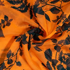 Orange Color Viscose Organza Digital Printed Fabric