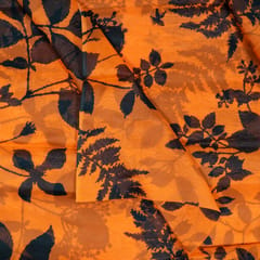 Orange Color Viscose Organza Digital Printed Fabric