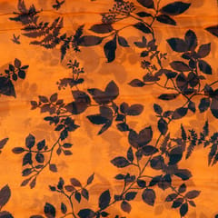 Orange Color Viscose Organza Digital Printed Fabric