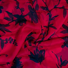 Majenta Color Viscose Organza Digital Printed Fabric