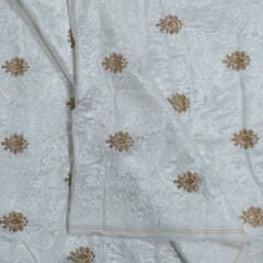 White Dyeable Viscose Velvet Embroidered Fabric