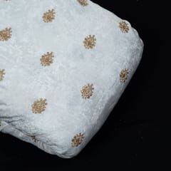 White Dyeable Viscose Velvet Embroidered Fabric