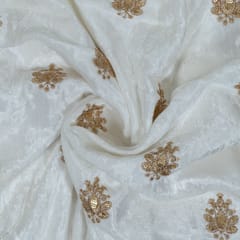 White Dyeable Viscose Velvet Embroidered Fabric