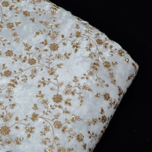 White Dyeable Viscose Velvet Embroidered Fabric