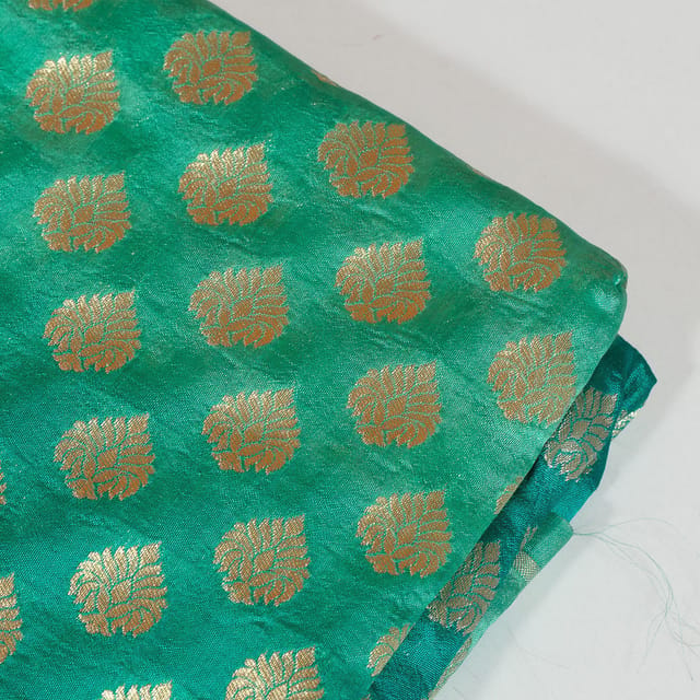 Green with Dark Green Color Silk Shibori Booti Fabic