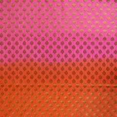 Orange with Pink Color Silk Shibori Booti Fabric