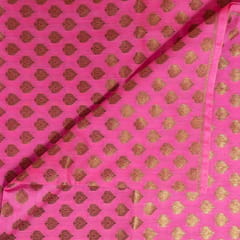 Orange with Pink Color Silk Shibori Booti Fabric