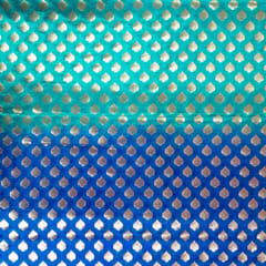 Blue with Firozi Color Silk Shibori Booti Fabric