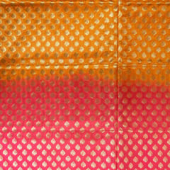 Yellow with Pink Color Silk Shibori Booti Fabric