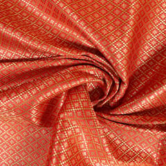 Red Color Satin Brocade Fabric