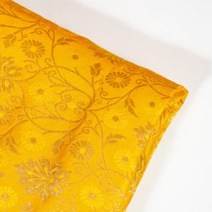 Yellow Color Satin Brocade Fabric