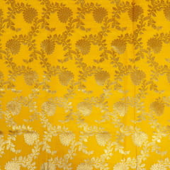 Yellow Color Satin Brocade Fabric