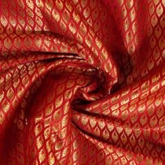 Red Color Satin Brocade Fabric