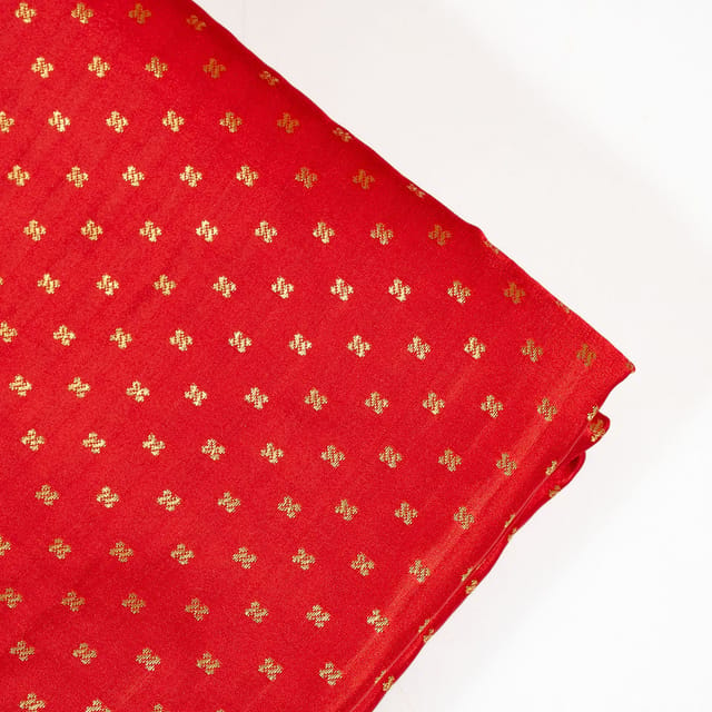 Red Color Satin Brocade Fabric