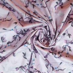 Pink Color Poplin Lycra Printed Fabric