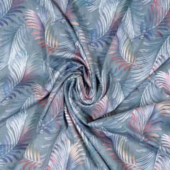 Grey Color Poplin Lycra Printed Fabric