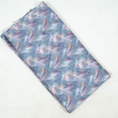 Grey Color Poplin Lycra Printed Fabric