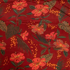 Maroon Color Viscose Crepe Printed Fabric