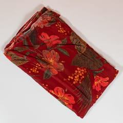 Maroon Color Viscose Crepe Printed Fabric