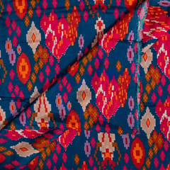 Blue Color Dola Silk Digital Printed Fabric