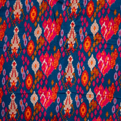 Blue Color Dola Silk Digital Printed Fabric