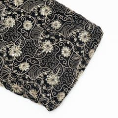 Black Color Velvet Embroidered Fabric