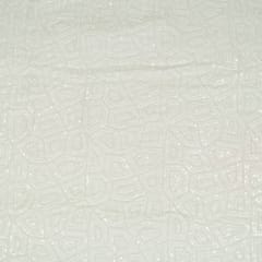 White Dyeable Georgette Beeds Embroidered Fabric