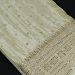 Dyeable Tissue Uppada Silk Embroidered Fabric