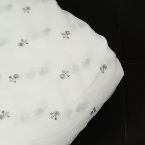 White Dyeable Georgette Booti Embroidered Fabric