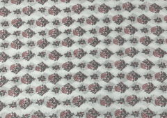 Printed Cotton Cambric White Pink Flowers 1