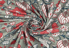 Printed Cotton Cambric Light Grey Multicolor Floral