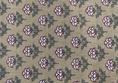 Printed Cotton Cambric Beige White Flowers