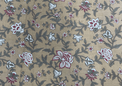 Printed Cotton Cambric Beige White Floral