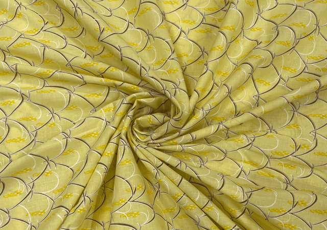 Printed Cotton Cambric Yellow Abstract