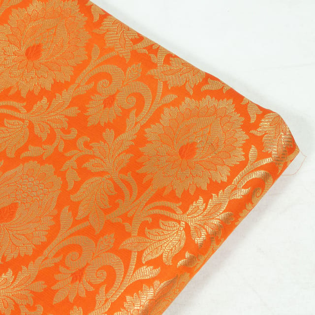 Orange Color Brocade Fabric