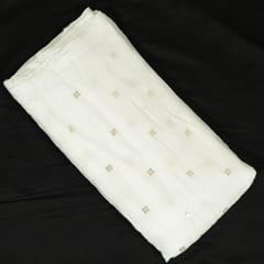 White Dyeable Chinon Embroidered Fabric