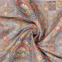 Multi Color Dola Silk Printed Jacquard Fabric