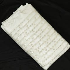 White Dyeable Chinon Embroidered Fabric