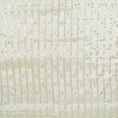 White Dyeable Chinon Embroidered Fabric