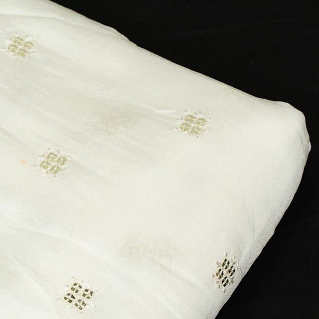 White Dyeable Chinon Embroidered Fabric