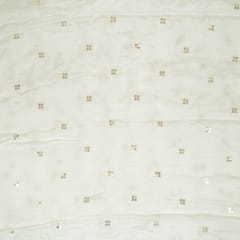 White Dyeable Chinon Embroidered Fabric