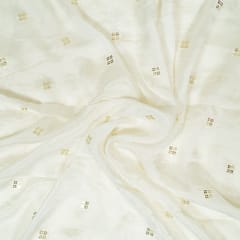 White Dyeable Chinon Embroidered Fabric