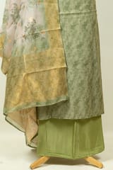 Green Color Tissue Chanderi Hand Embroidered Shirt with Bottom and Chanderi Printed Dupatta