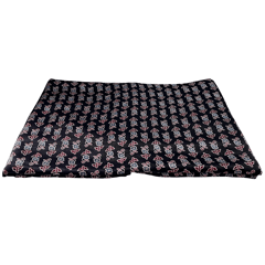 Black Floral Printed Mashru Ajrakh Silk Fabric