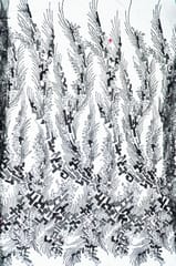 Black Color Net Hand Embroidered Fabric