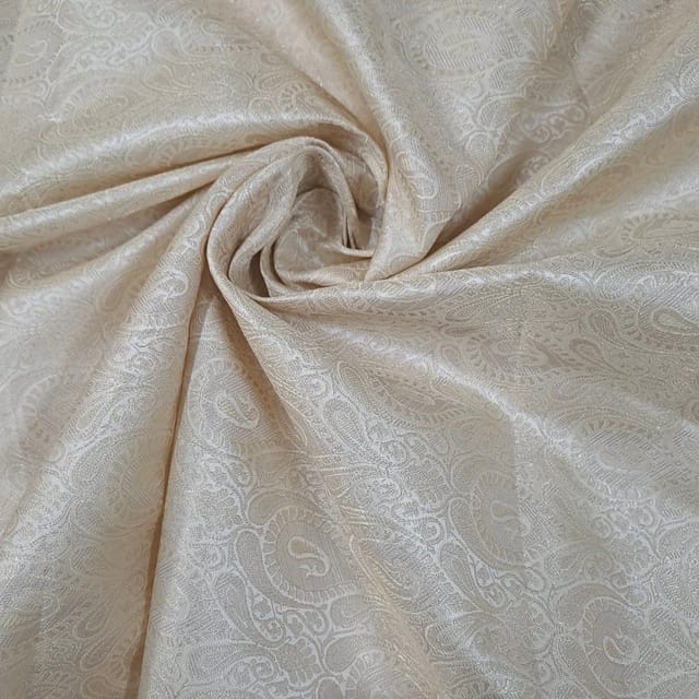 Light Golden Color Semi Brocade Fabric