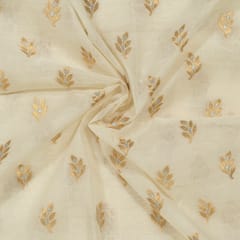 White Chanderi Jacquard Fabric