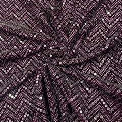 Purple Color Velvet Embroidered Fabric