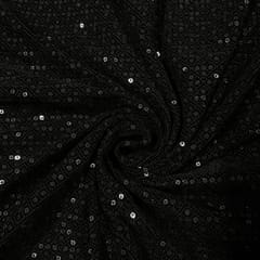 Black Color Velvet Embroidered Fabric